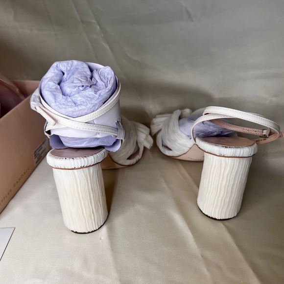 Loeffler Randall Camellia White Pleated Bow Heel - Picture 4 of 5